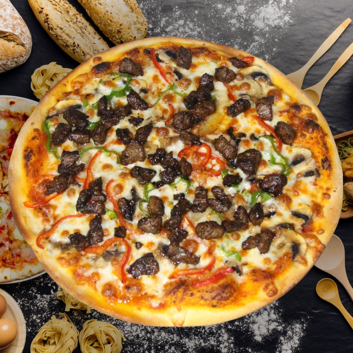 Biftekli Pizza Orta Boy